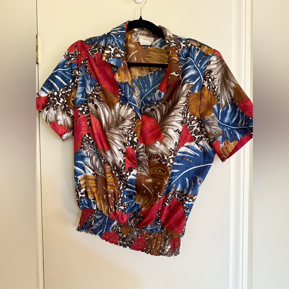 Lauren Lee Vintage Party Shirt with Tropical Print